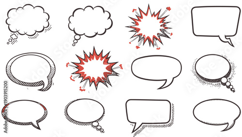 Comic speech bubbles and thought clouds collection