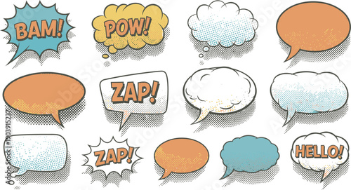 Comic book speech bubbles and sound effects collection