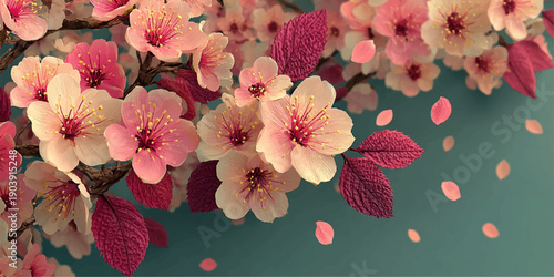 Vibrant tropical hibiscus flowers and exotic green leaves watercolor illustration set