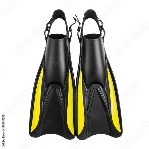 Black and Yellow Diving Fins for Underwater Activities and Swimming in the Oc...