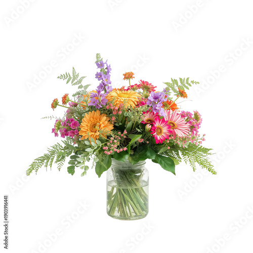 Bright Flowers Arranged in a Clear Vase for Decoration on a Table at Home or ...