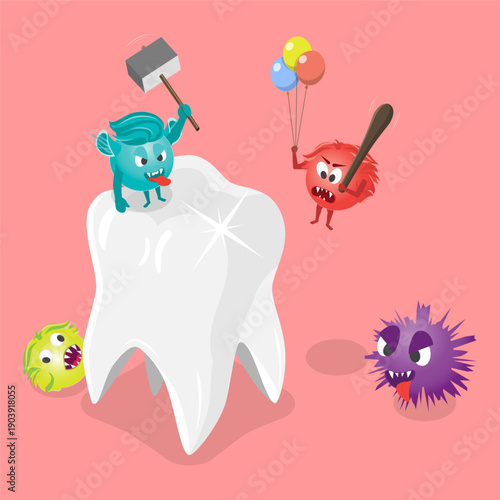 3D Isometric Flat Vector Illustration of Poor Oral Hygiene, Dental Diseases