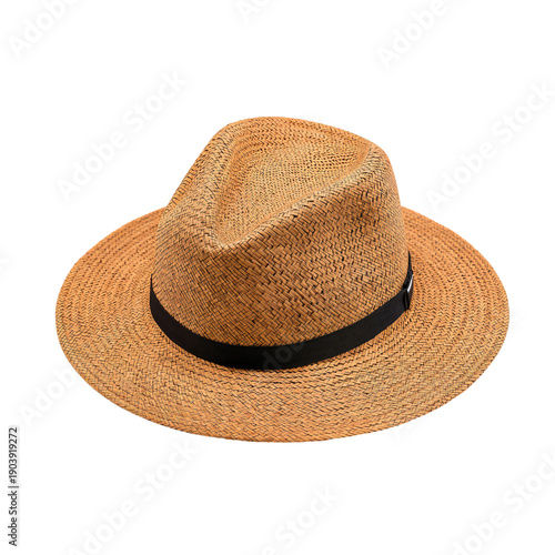 Wide Brimmed Straw Hat With a Black Band Suitable for Sunny Days
