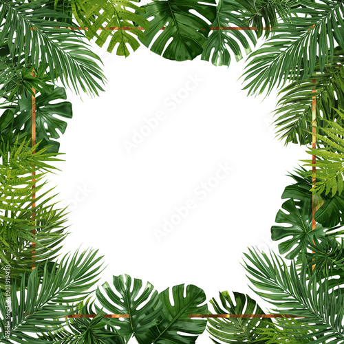 Lush Green Leaves Arranged in a Circular Pattern Against a White Background