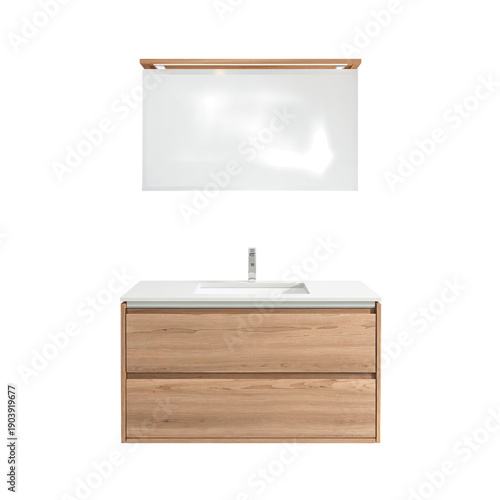 Modern Wood Bathroom Vanity With Mirror for Simple Home Design