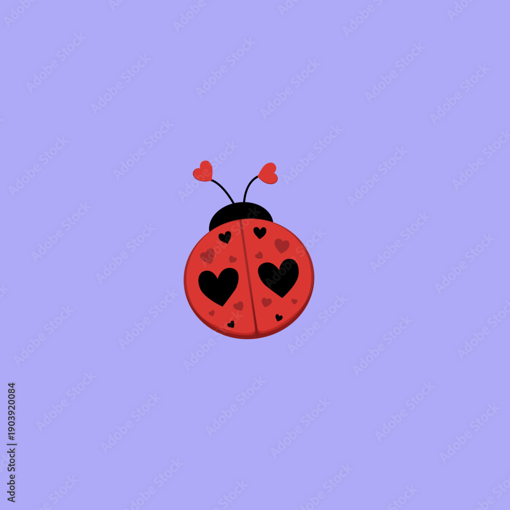 Fototapeta premium Vector cute Ladybug with Heart Spots – Love and Valentine Illustration