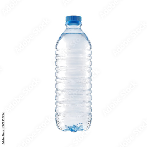 Clear Plastic Water Bottle Filled With Fresh Water on a Plain Background