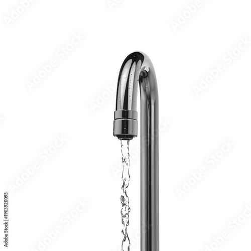 Water Flows From a Modern Faucet in a Kitchen Setting During Daytime