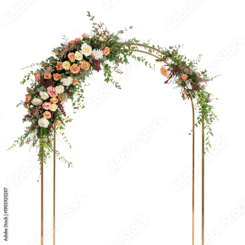 Floral Arch Used in a Wedding Ceremony in a Garden During Springtime