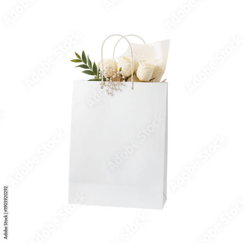 Gift Bag With Flowers and Greenery in a Simple Design