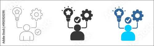 Competence icon set multiple style collection	