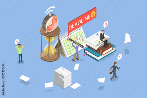 3D Isometric Flat Vector Illustration of Deadline, Approach To Time Management