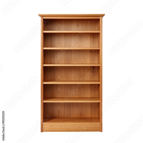 Wooden Bookshelf With Six Shelves Standing Empty in a Simple Indoor Space