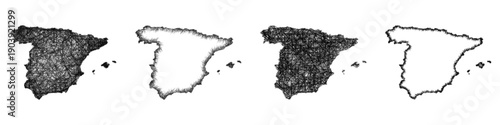 Sketch Spain map design set