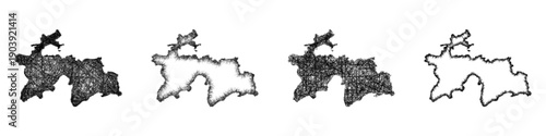 Sketch Tajikistan map design set