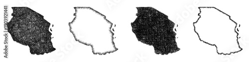 Sketch Tanzania map design set