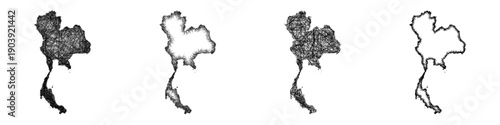 Sketch Thailand map design set