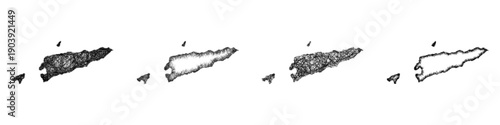 Sketch Timor-Leste map design set