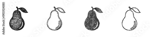 Sketch pear icon design set