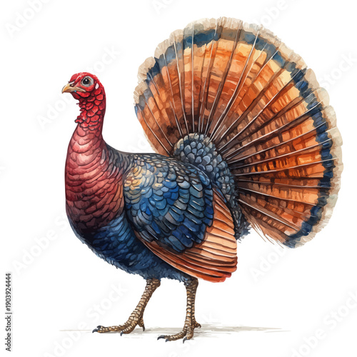 watercolor graphic of Turkey illustration, isolated on a white background.