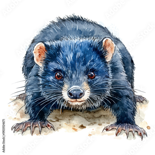 watercolor painting of Tasmanian Devil graphic, isolated on a white background.