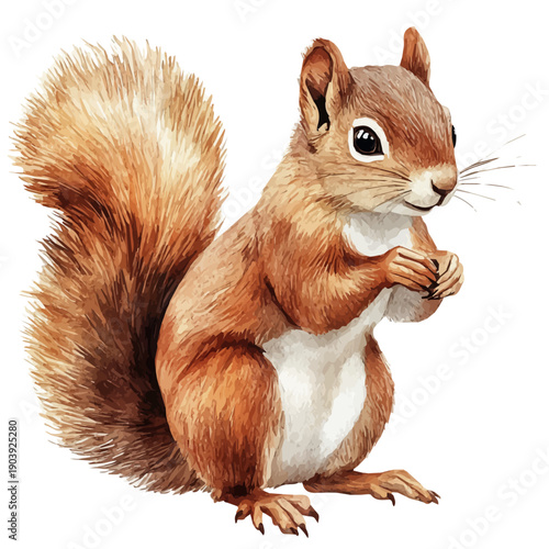watercolor painting of Squirrel graphic, isolated on a white background.