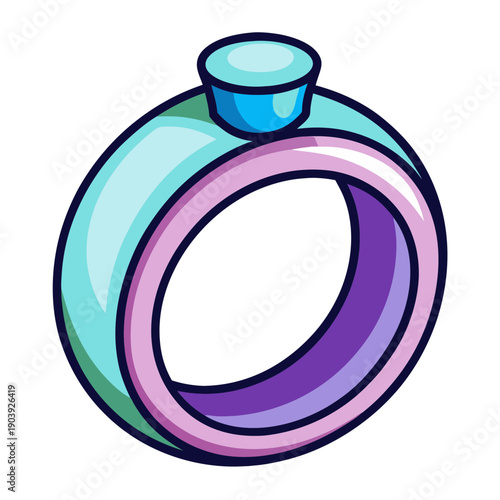 A colorful cartoon ring icon with a purple and pink interior on transparent background