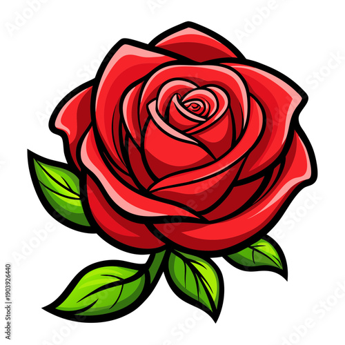 A vibrant red rose illustration on transparent background