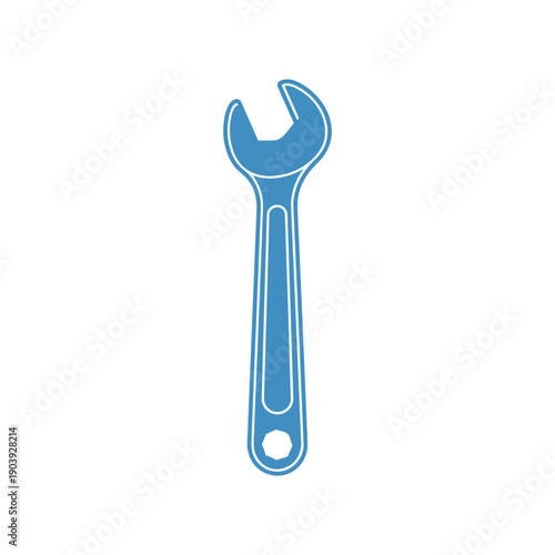 Simple blue illustration of an adjustable wrench a common hand tool