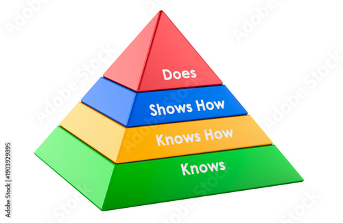 Cuadro en lienzo Miller pyramid of clinical competence infographic, 3D rendering