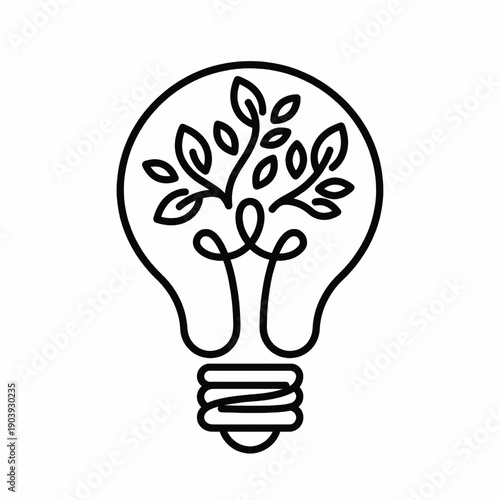Eco Friendly Light Bulb with Tree Icon, Green Energy Innovation Concept Vector Illustration for Branding, Logo Design, and Marketing Material