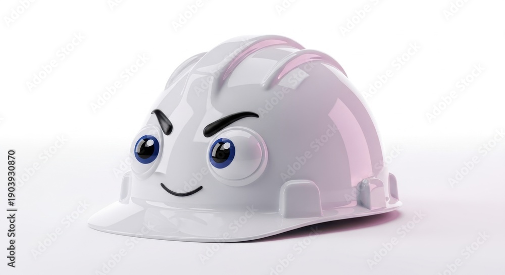 Fototapeta premium Cartoon Construction Worker Hard Hat
