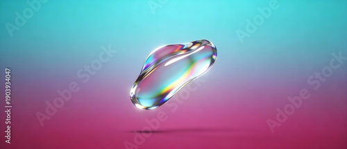 虹彩に揺らぐ液体ガラスの抽象造形