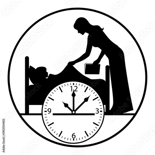 Nurse checking on a patient isolated on transparent background.