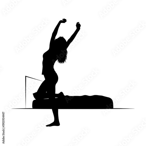 Woman in yoga pose on mat isolated on transparent background.