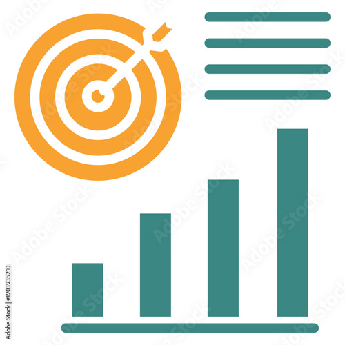 Benchmark Target Dual Tone Color Icon, Mini Illustration For Modern Concept, Ui, Ux Web And App Development. Related To Seo And Online Marketing.
