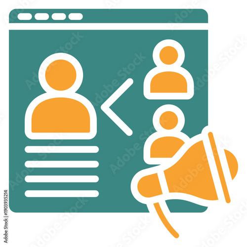 Campaign Dual Tone Color Icon, Mini Illustration For Modern Concept, Ui, Ux Web And App Development. Related To Seo And Online Marketing.