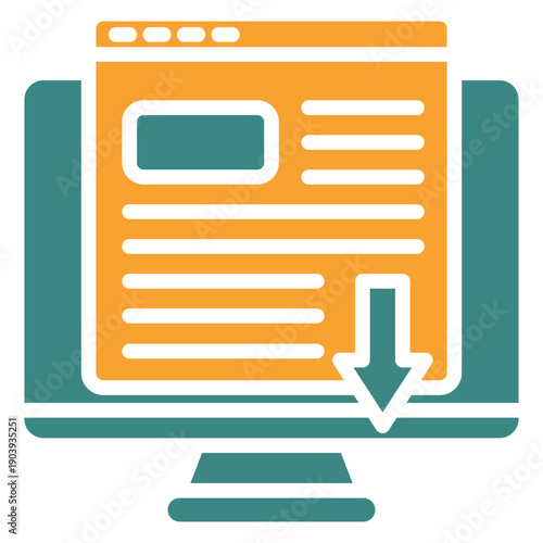 Landing Page Dual Tone Color Icon, Mini Illustration For Modern Concept, Ui, Ux Web And App Development. Related To Seo And Online Marketing.