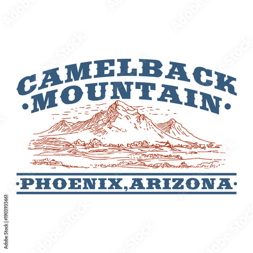 Badge of Camelback mountains, iconic landscape of Phoenix Arizona.