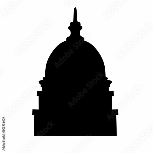 Black silhouette of the united states capitol building in washington dc silhouette