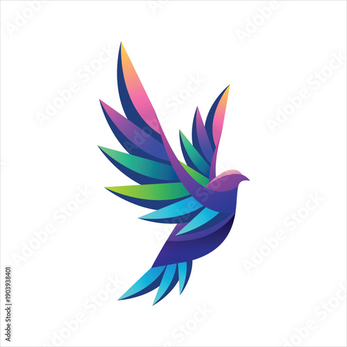bird colorful gradient design vector