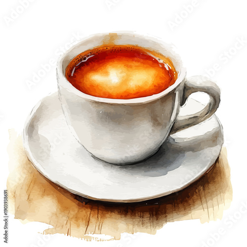 Americano, watercolor artwork with bold brush accents and dynamic composition, isolated on a white background.