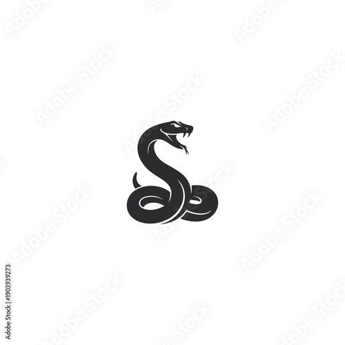 Stylized Snake Silhouette logo icon flat vector design