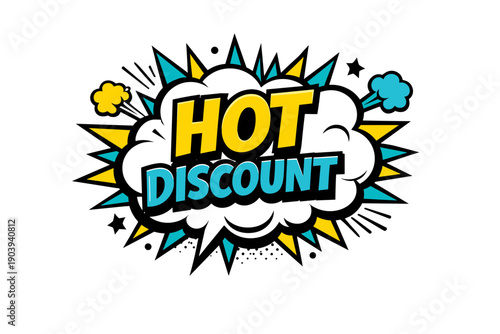 Vibrant comic style hot discount text with colorful explosive elements