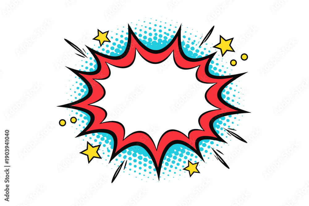 Obraz premium Colorful comic book burst with stars and red outline