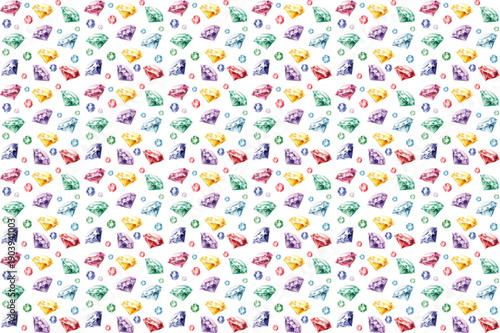 Bright Colored Gemstones Flying Vector Background