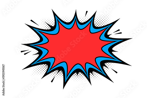 Comic style explosion with red burst in pop art design