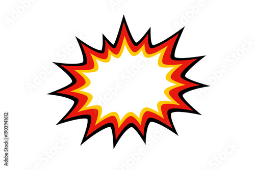 Vibrant cartoon explosion icon with red and yellow burst effect