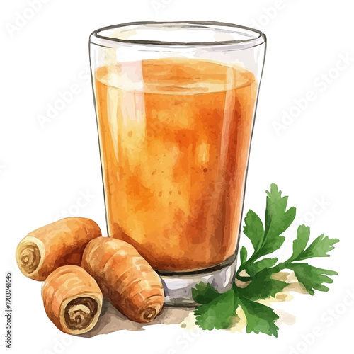 Tamarind Juice, watercolor vector depicting playful antics, isolated on a white background.