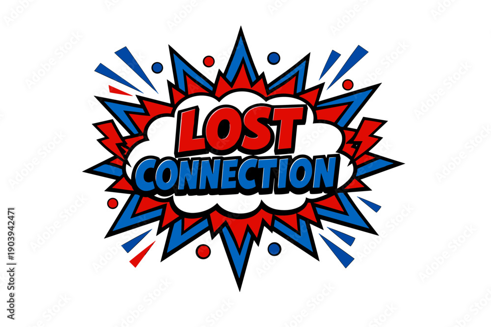 Obraz premium Lost connection comic style graphic with dynamic red and blue burst elements